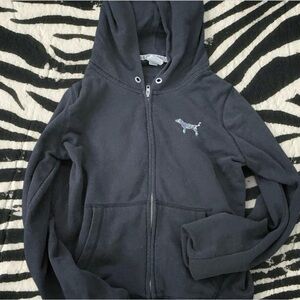 PINK Victoria's Secret Charcoal Hoodie with Dog Logo